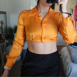 Zara Orange Crop Button Down